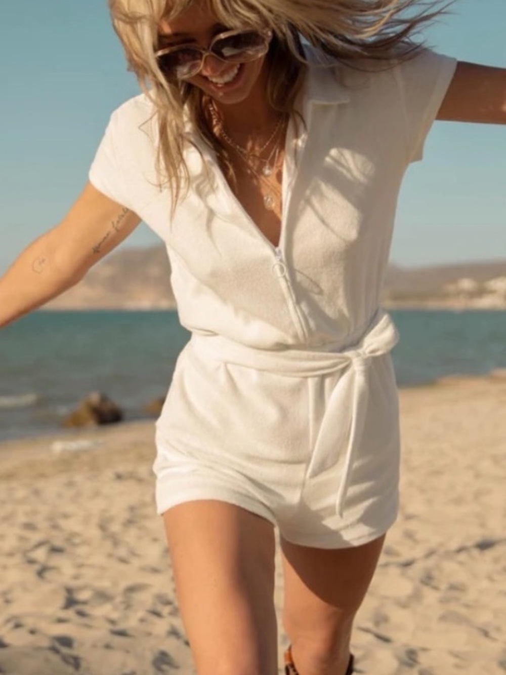 Dandy Del Mar white terry romper size Medium no belt